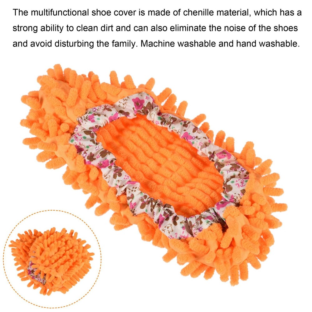 Washable Cleaning Shoes Lining Multifunction Chenille Mop, 4pcs Orange
