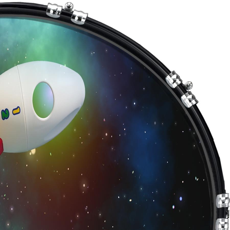 20" Custom Bass Kick Drum Front Head Graphical Graphic Rocket 1