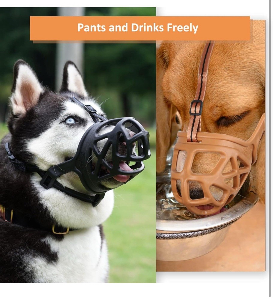 BARKLESS Dog Muzzle, Basket Muzzle Anti Biting Chewing Scavenging Training - L