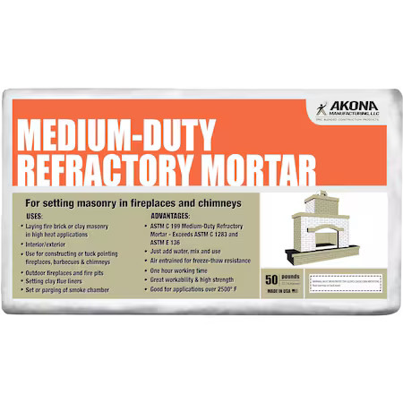 Akona 104319 Medium Duty Refractory Mortar, 50 Lb, Bag