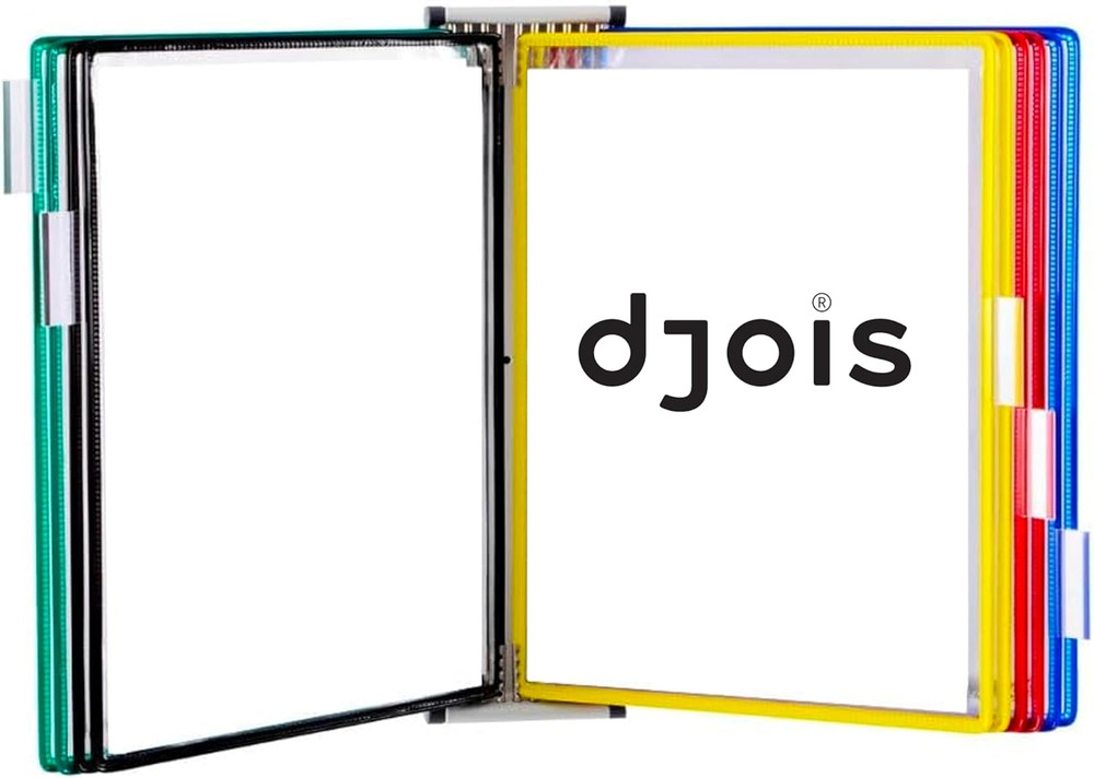DJOIS Wall Mount Display System - 10 Double-Sided Pockets - Assorted Colors