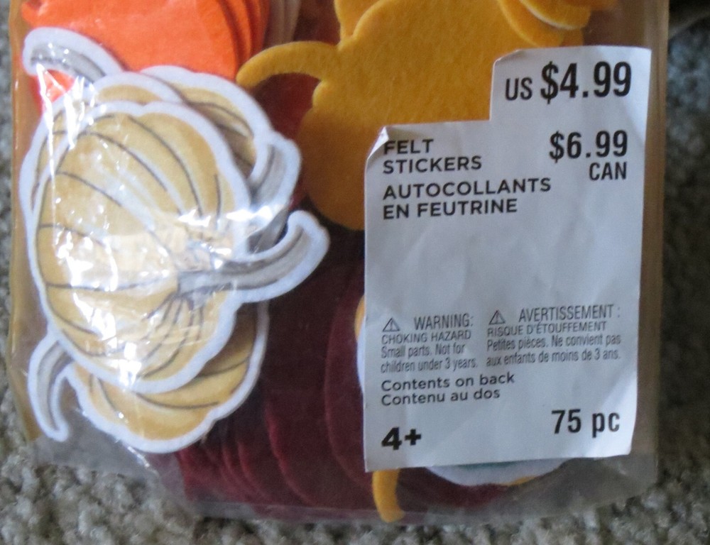 Creatology Craft Fall Pumpkin Felt Stickers 75 Pieces - NEW