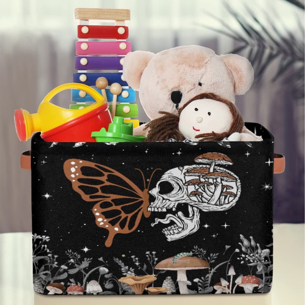 Skull Butterfly Storage Basket, Star Foldable Storage Bin with Handle Fabric ...