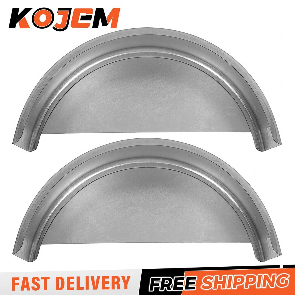 Pair of Steel Round Single Axle Trailer Fenders & Backs For 14" 15'' 16" Wheel