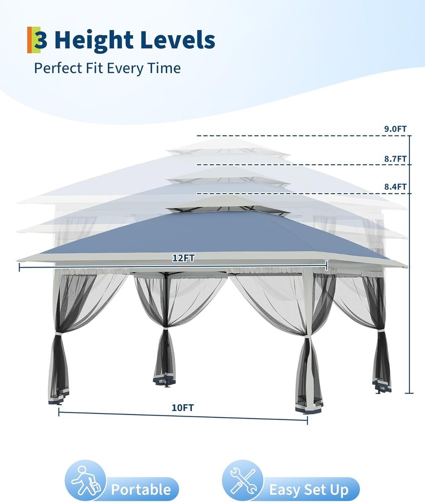 Navy Blue 12x12ft Pop Up Canopy Mosquito Netting