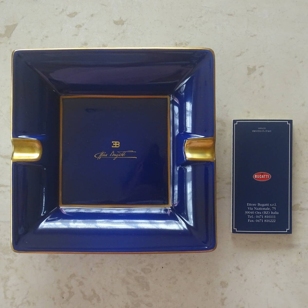 New Bugatti Ashtray blue gold with box