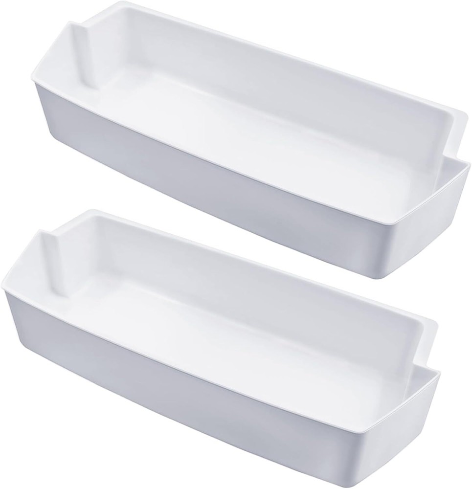 White Shelf Bin Compatible with Kenmore Whirlpool Refrigerator 2187172 2-PC