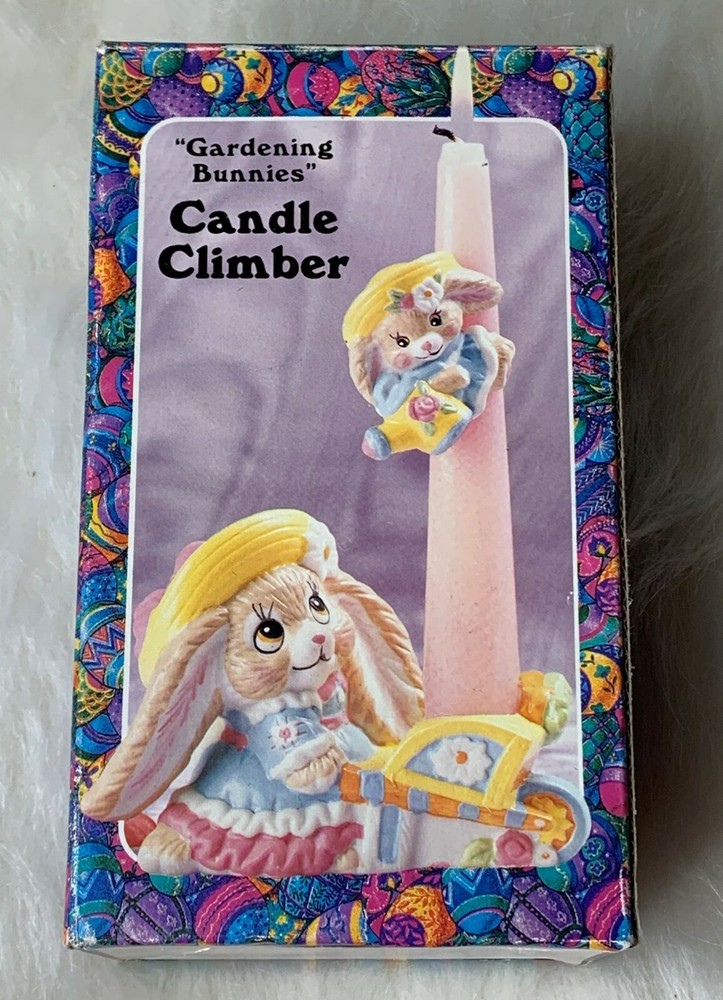 Vintage Porcelain Candle Hugger Easter Bunnies Spring Decor