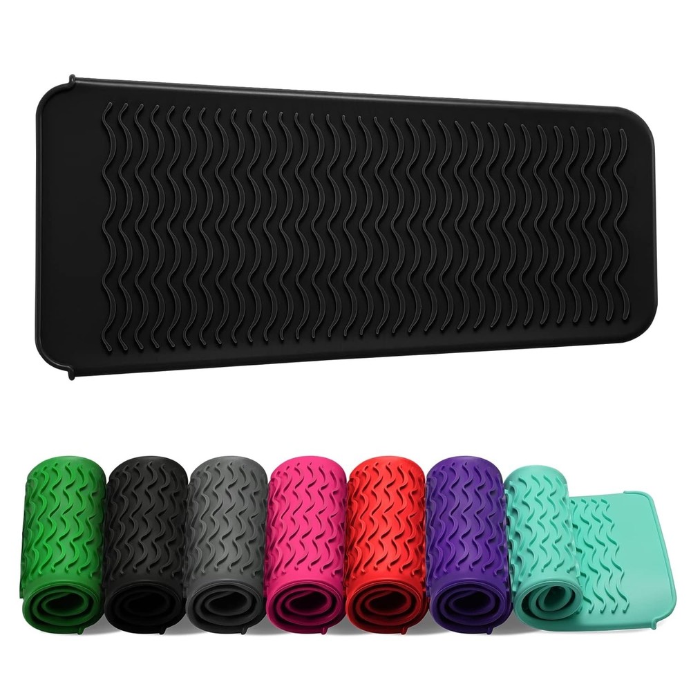 Compact Black Silicone Mat Pouch for Styling Tools – Protect Your Surfaces