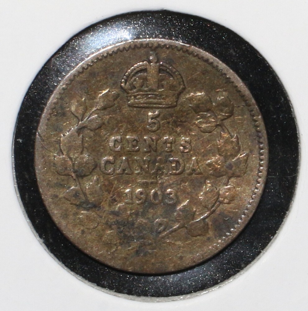 1903 Canada 5 Cent Silver Coin - 08151