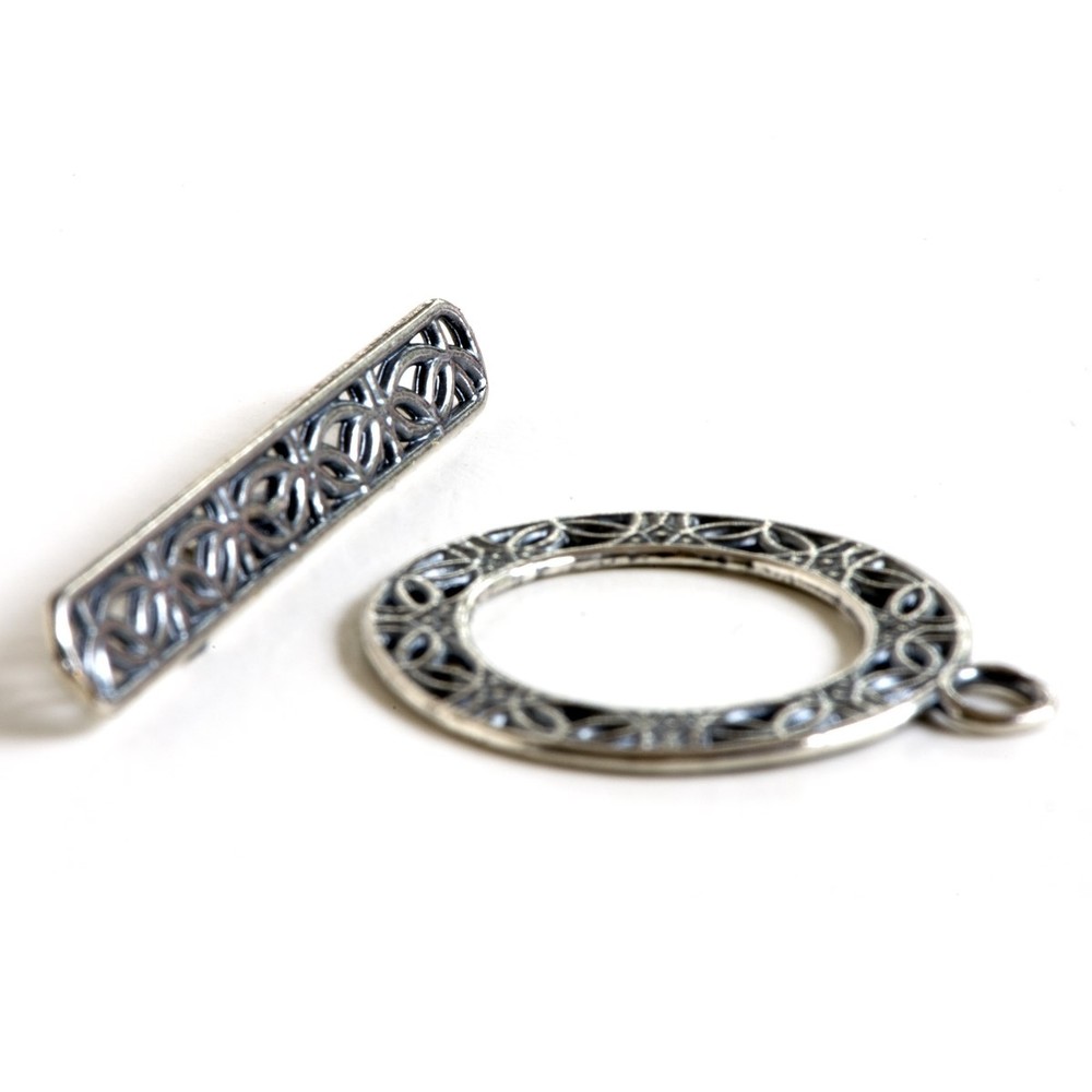 Open Design Round Toggle Clasp 43514 (1) Silver Plated 19mm