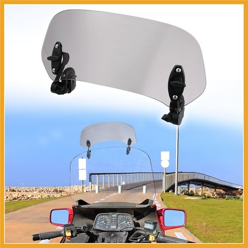 28.5cm Motorcycle Windshield Motorcycle Wind Deflector Grey Lens Adjustable