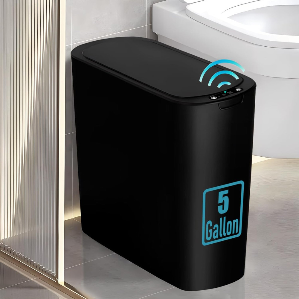 5 Gallon Motion Senor Bathroom Trash Can with Lid, Automatic Garbage Can Touc...