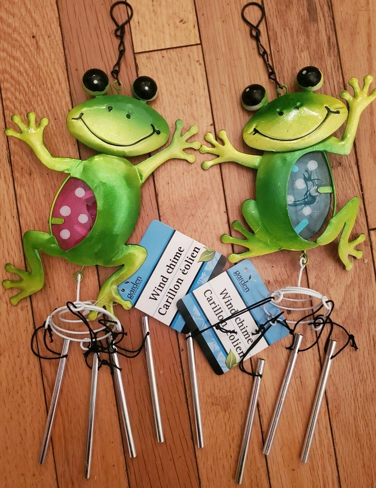 Garden Collection - Frog Wind Chimes - 2 Pack - Metal - Cute Pair!