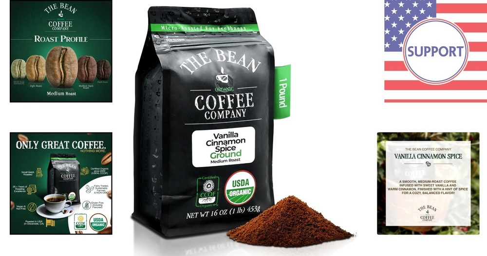 Sustainable Organic Vanilla Cinnamon Coffee - 16oz Medium Roast from Small Batch