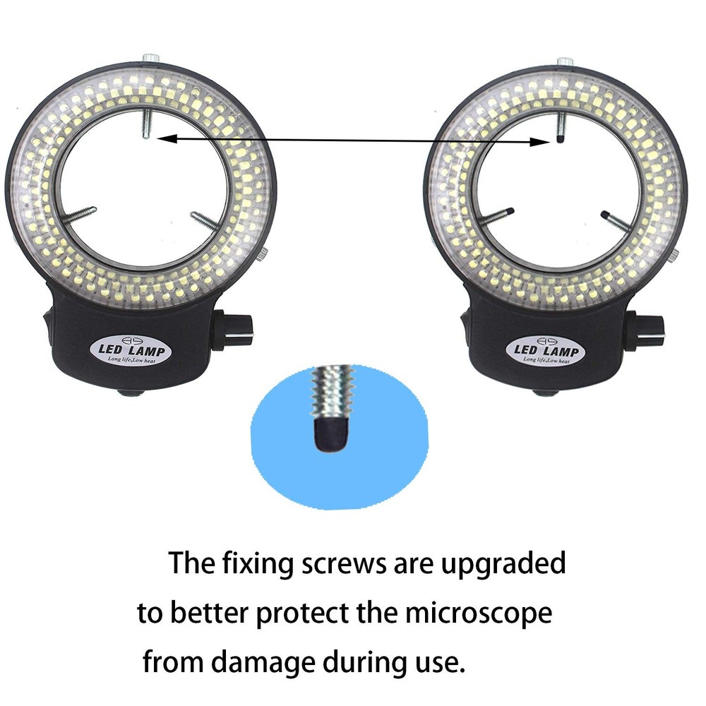 Adjustable 144 LED Ring Light for Stereo Microscope - Black Illuminator