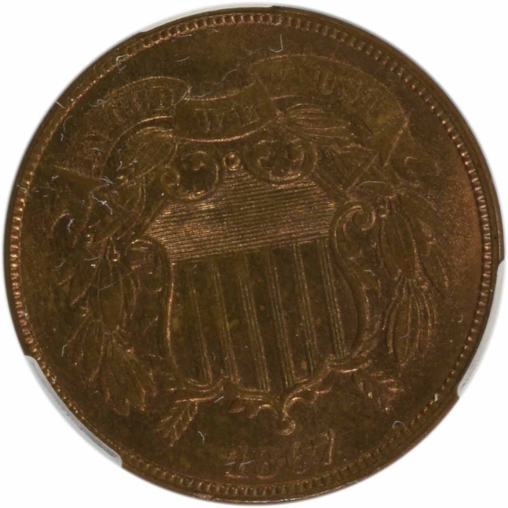1867 Two Cent Piece MS65RB CACG