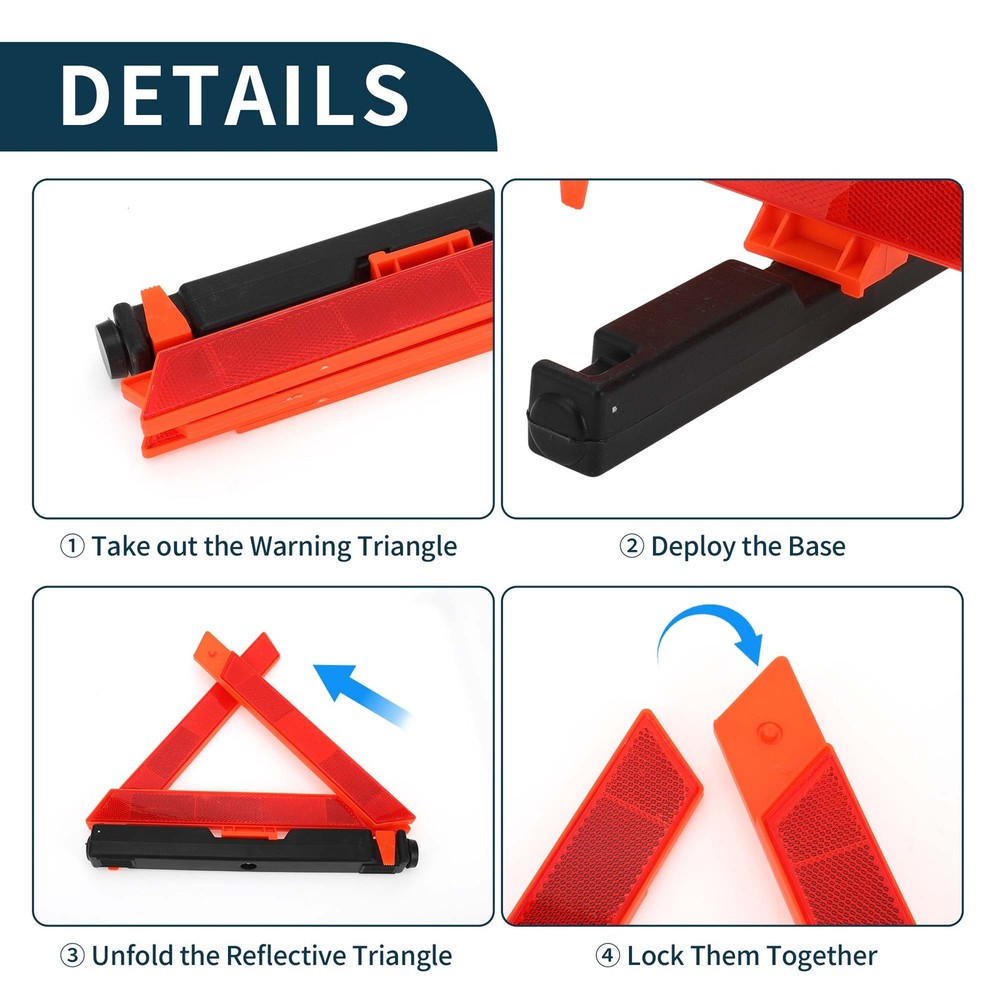 Universal Car Safety Warning Triangle Warning Triangle Replacement Red Black