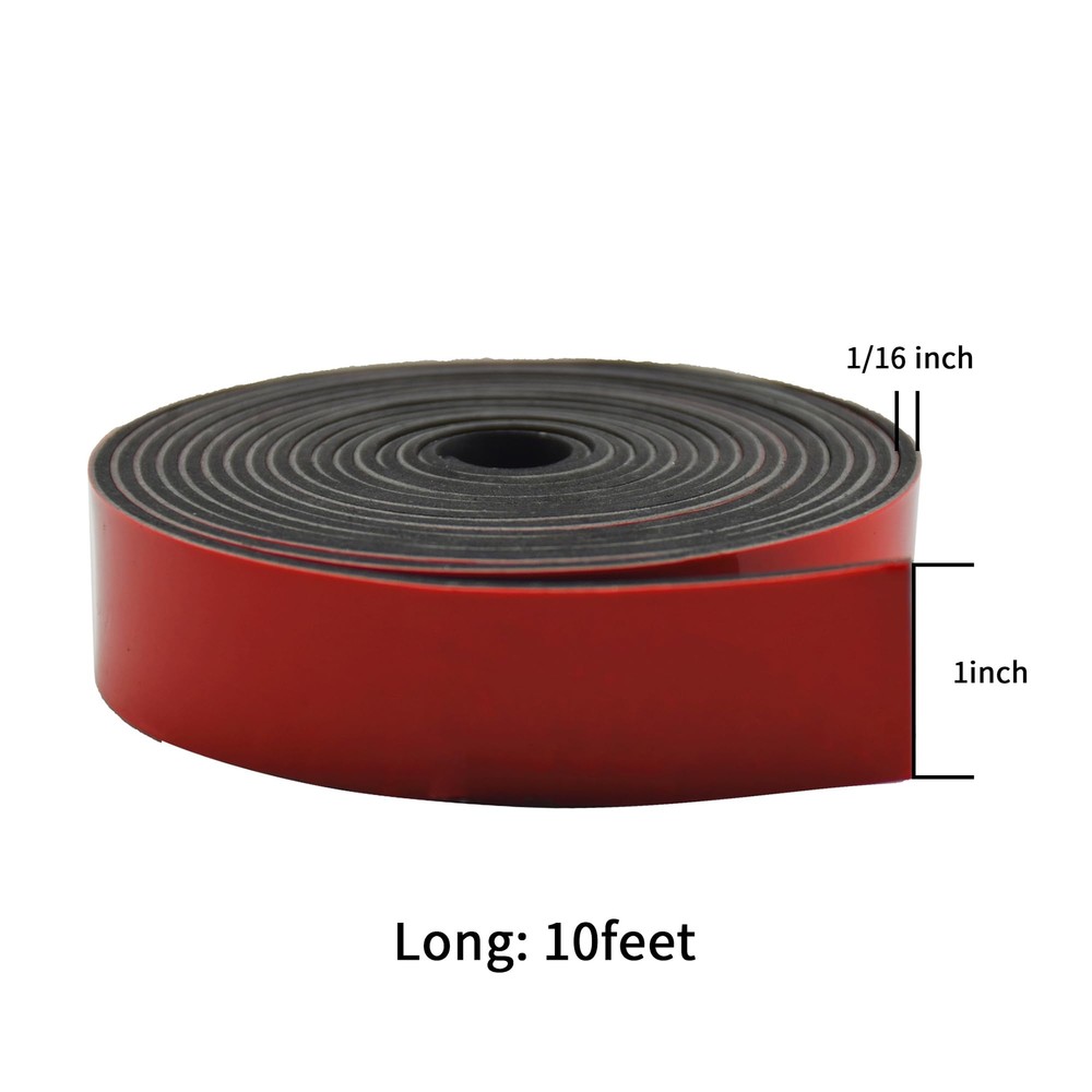 Solid Neoprene Rubber Strips with Adhesive Backing 1/16 .062" Thick x 1" Wide...