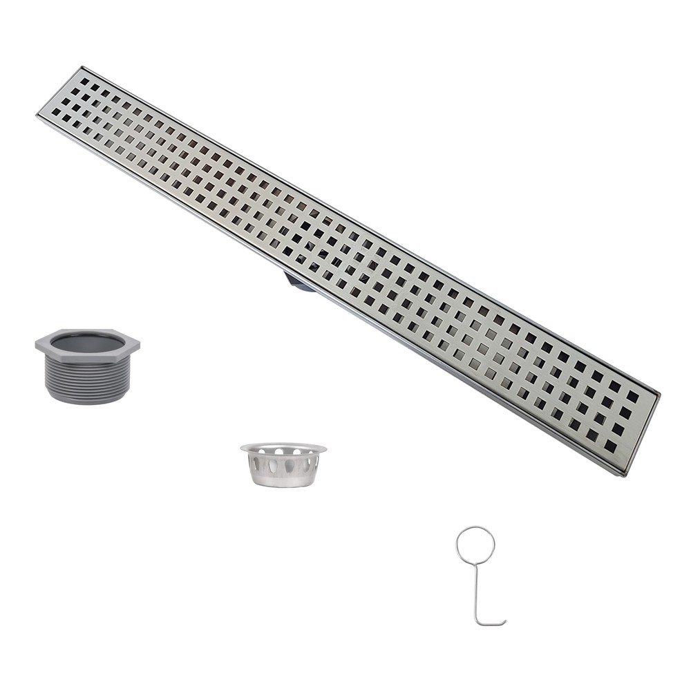 Linear Shower Drain 24" Stainless Rectangular Shower Drain w/Cover and Brushed