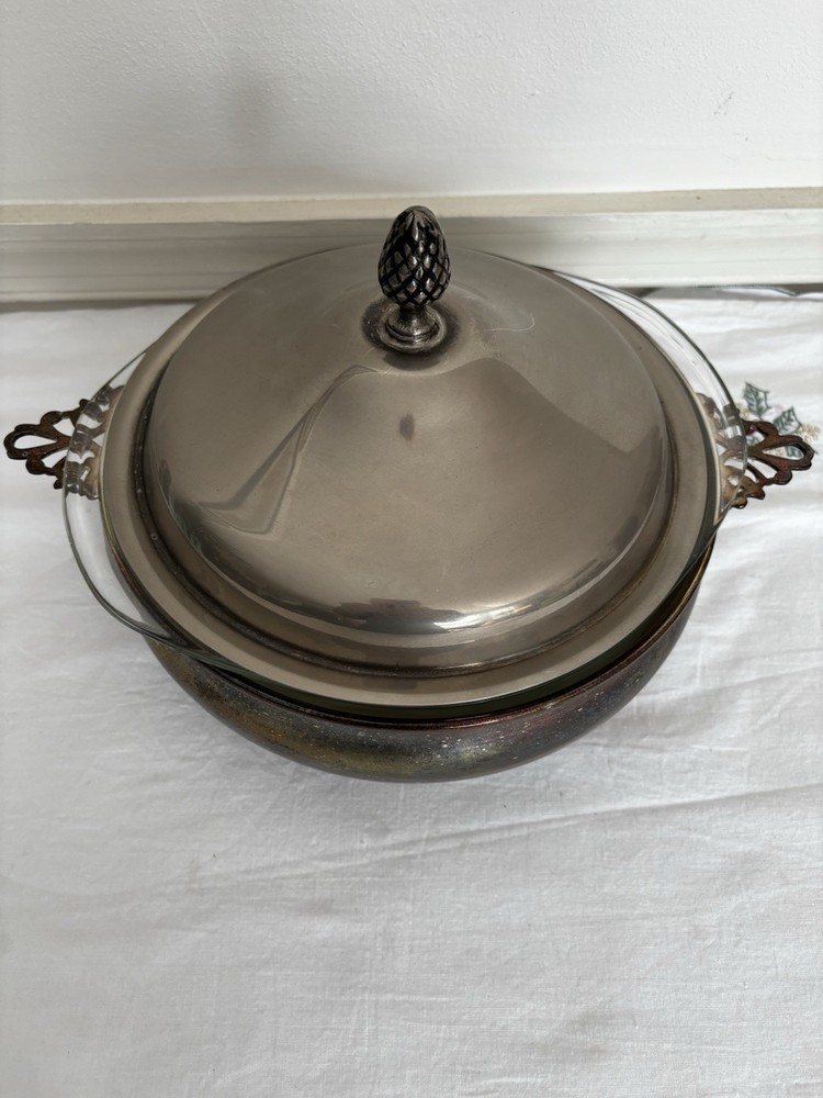Sheffield Silver #1128 Serving Bowl With Lid & Pyrex Dish