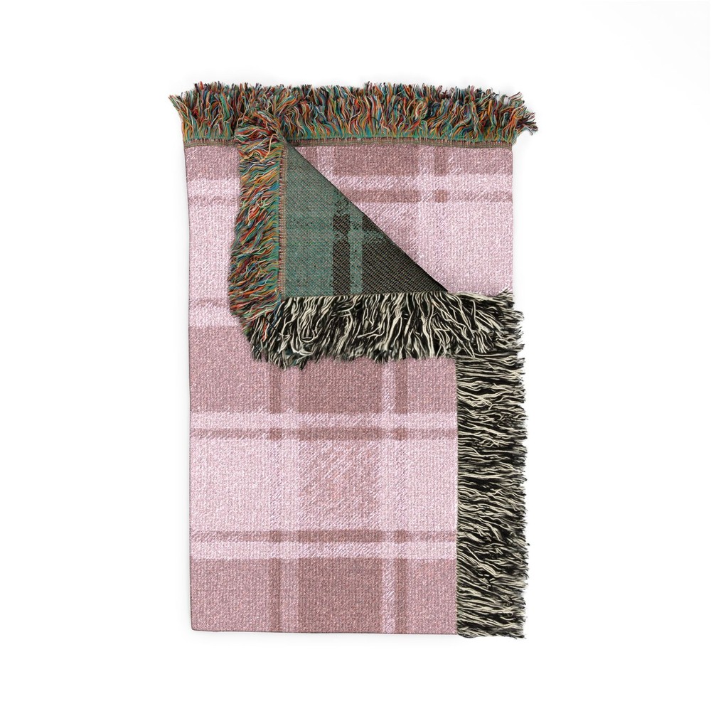 Plaid Pattern Woven Blanket | Pink or Green Check Throw