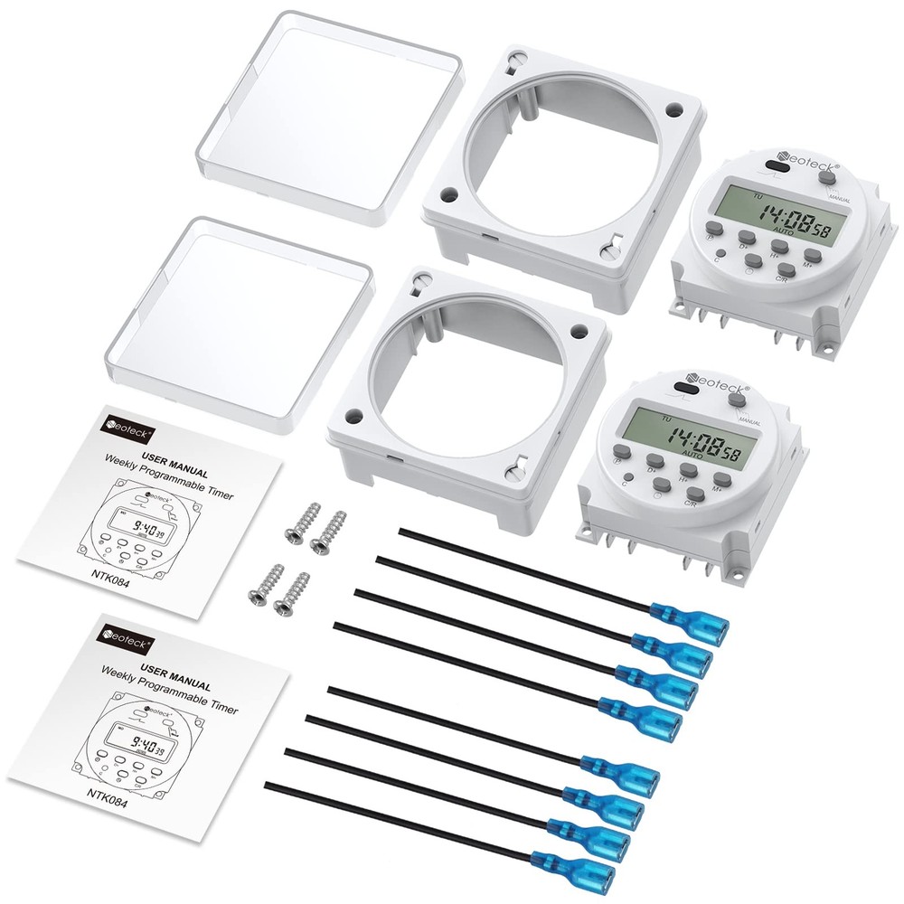 Neoteck DC 12V/16A Digital Timer Switch 7 Day Time Relay Programmable White