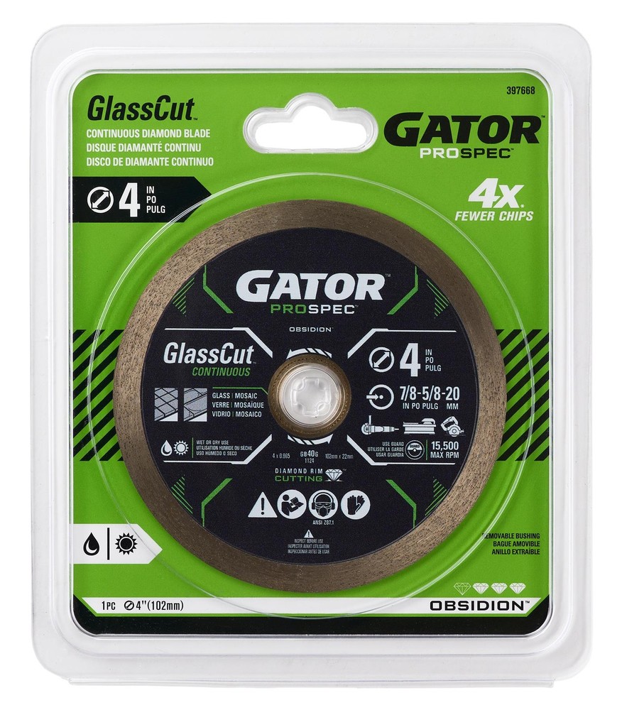 Gator 4" GlassCut Continuous Diamond Cutting Blade- 397668