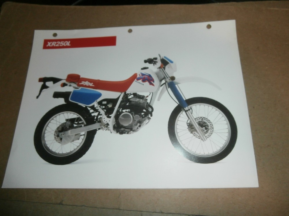 1993 Honda XR250L Motorcycle Information - Features - Specifications Paper