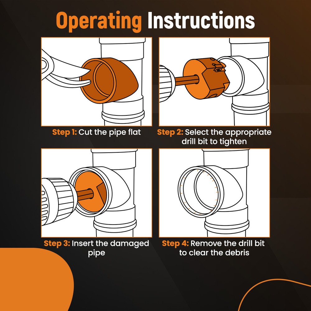 7PCS PVC Pipe Reamer Kit Fitting Socket Saver SCH Plumbing Tools for 1/2" Drills