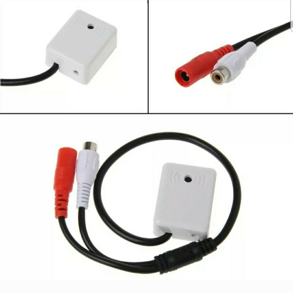 CCTV Camera Audio Microphone RCA DC High Sensitivity Gain Stick-on Mic for DVR