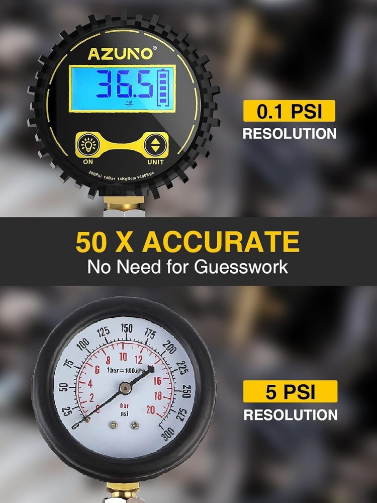 Digital Compression Gauge Kit for Petrol Engines - 200 PSI-