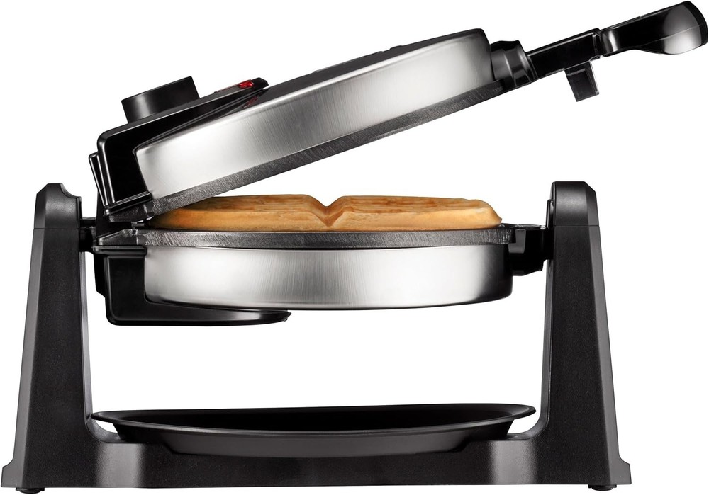 Mess-Free Waffles: 180° Rotating Non-Stick Waffle Iron with Adjustable Timer