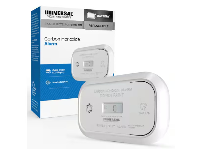 USI AA Battery Powered Carbon Monoxide Detector with Digital Display NEW