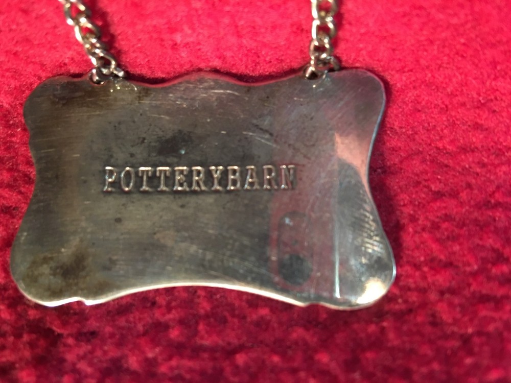Vintage Pottery Barn Sterling Decanter Tag "Scotch"