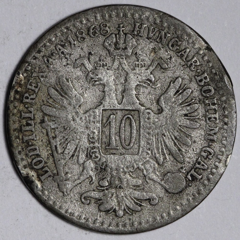 1868 Austria 10 Kreuzer E392 T