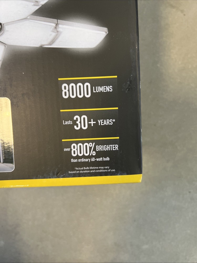 Beyond Bright 8000 lm LED Garage Light with 10 Panels 372 Bulbs Motion Activated