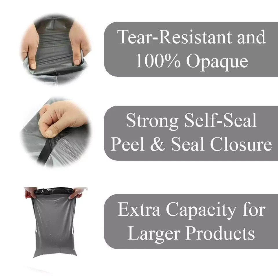New Light Gray Courier Bag 10pc Self-seal Mailbag Plastic Poly Mailing Envelope