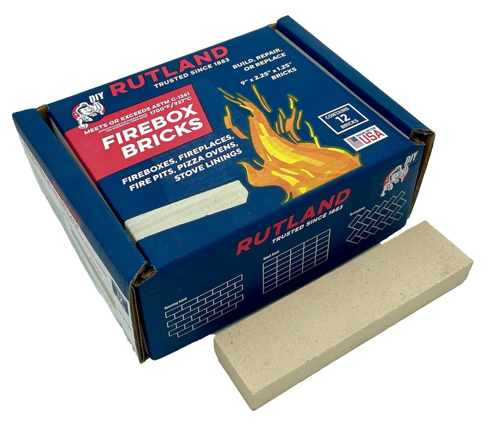 Rutland Soap Split Fire Bricks, Soap-Sized Firebricks for Fireplace,  Ivory, 12