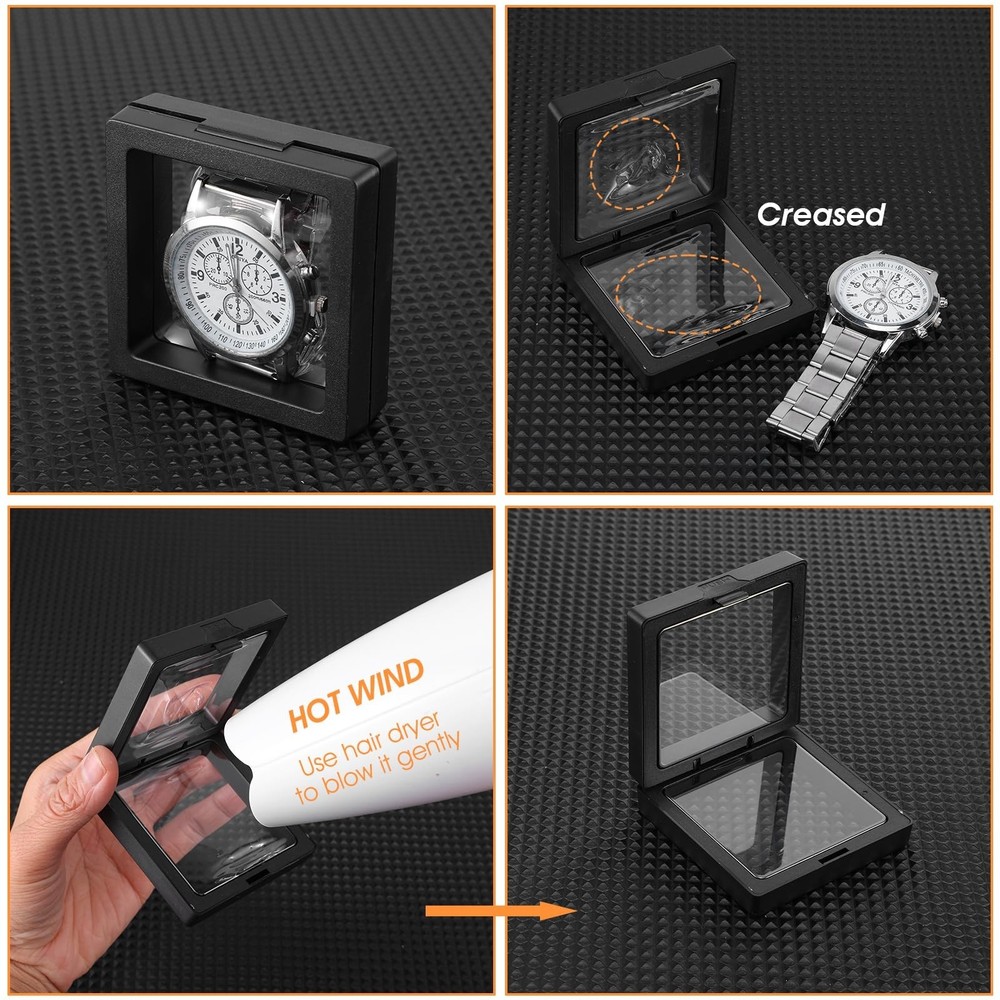 40 Pcs Floating Display Case, Black 3D Floating Frame Display Holder Stands, ...