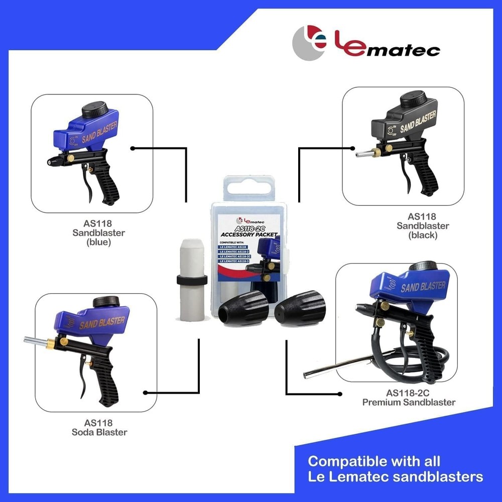 Complete AS118 Sandblaster Accessory Kit: Ceramic Nozzle, Dust Covers Included