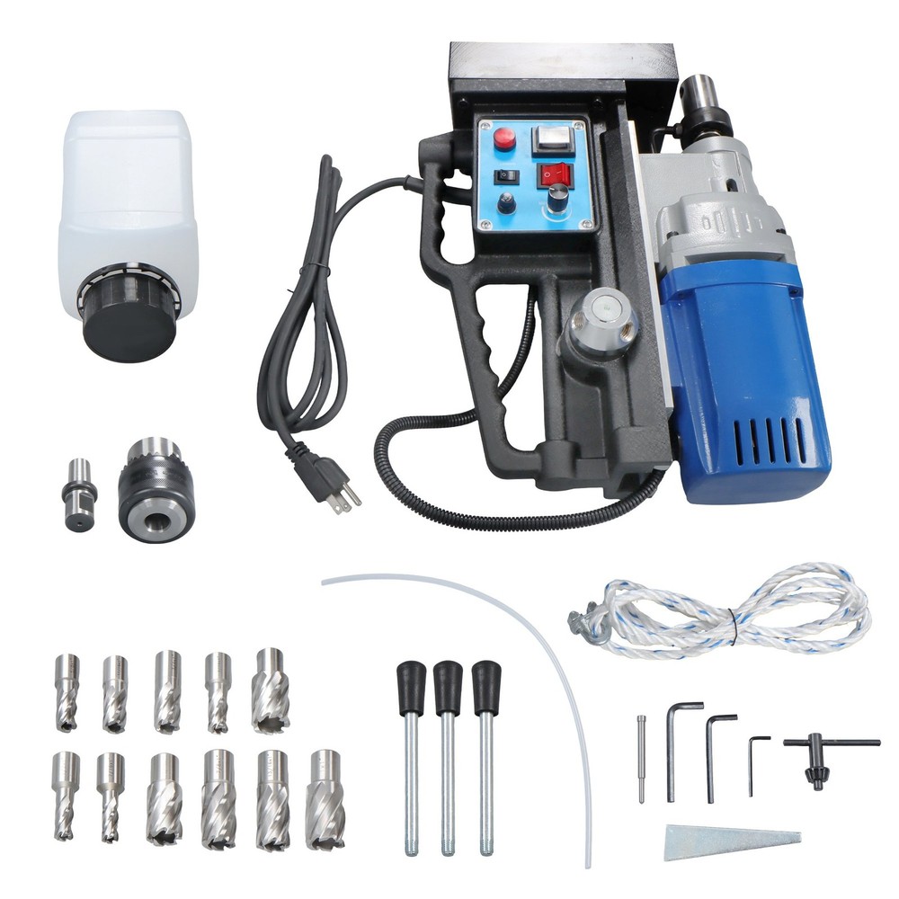 Stepless Speed & Reversible Direction MD50 Magnetic Drill Press w/ 11 Drill Bits