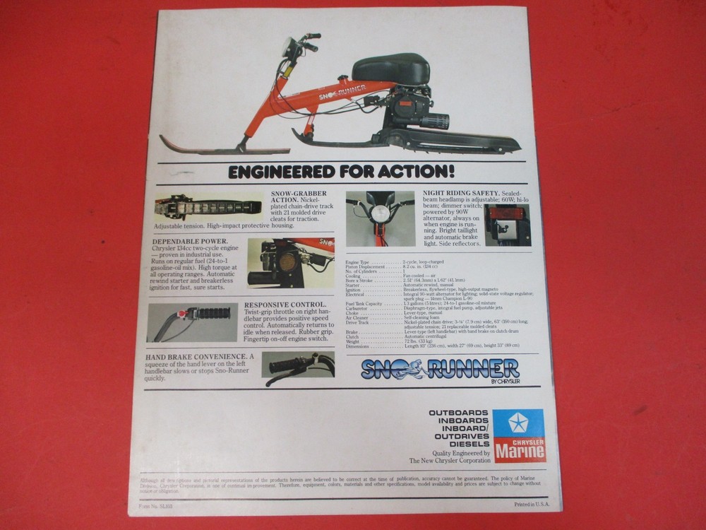 OEM ORIGINAL CHRYSLER SNO RUNNER BROCHURE
