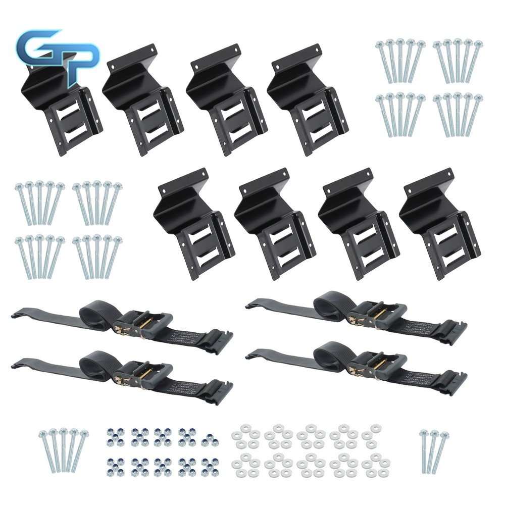 E Track Cargo Strap System 8PCS E Track Wheel Chock 4PCS 10' Ratchet Strap