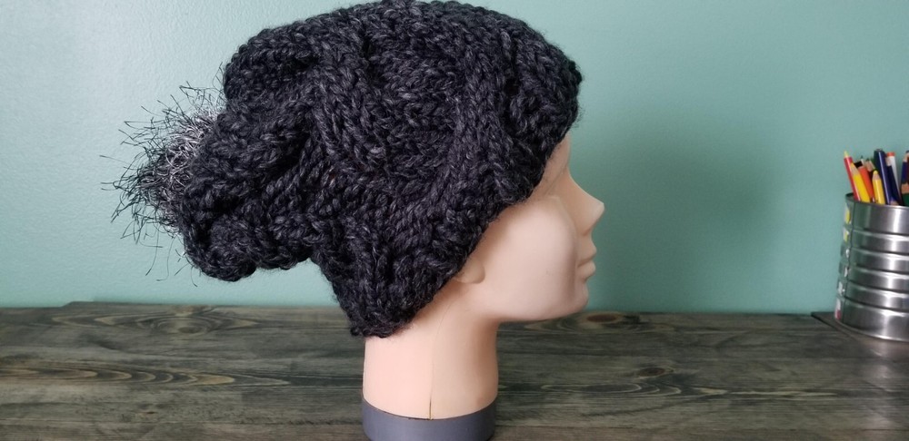 Handknit Mega Chunky Cable Slouchie Beanie