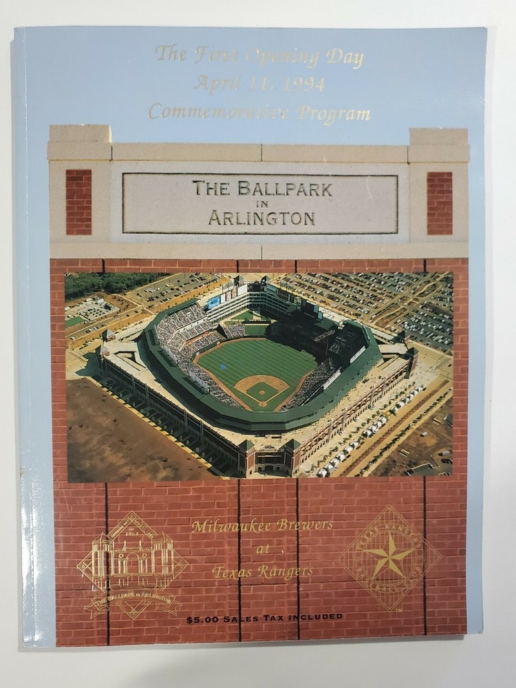 FIRST OPENING DAY APRIL 11 1994 COMMEMORATIVE PROGRAM ARLINGTON TX BASEBALL