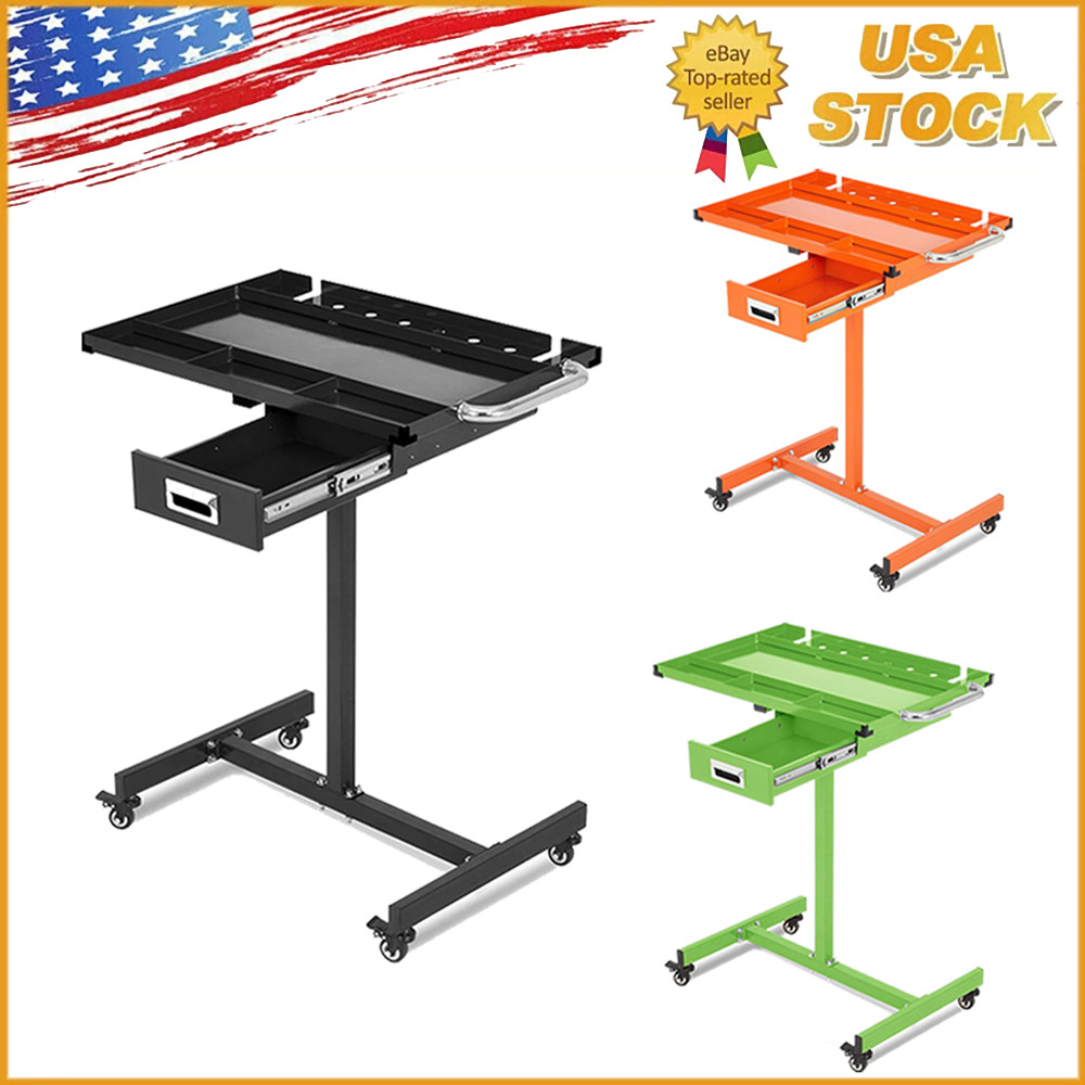 Tear Down Tray Mobile Work Table 220lbs Capacity Rolling Tool Table with Drawer