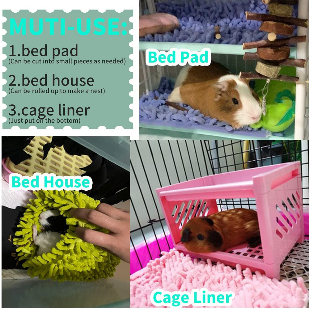 4 Pack Rabbit Washable Pee Pads Reusable Guinea Pig Chenille Bed Training Pad...