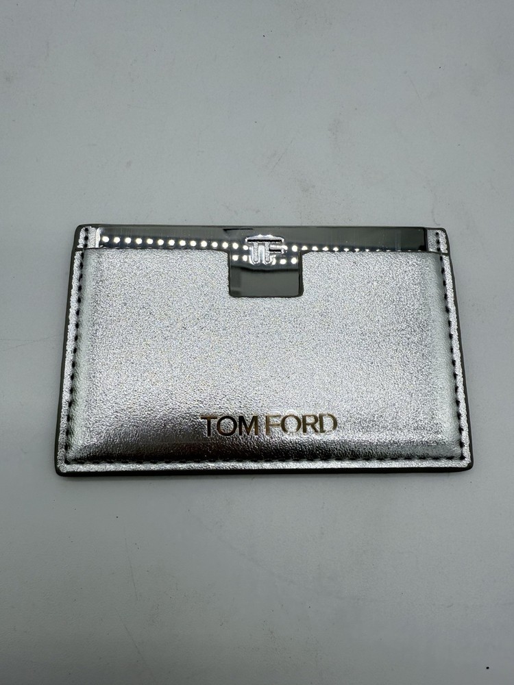 Tom Ford Pocket Mirror With Card Case Wallet Holder Silver