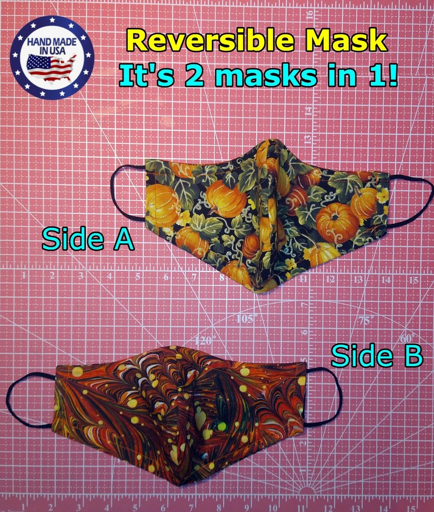 Glitter Pumpkin Patch REVERSIBLE Orange Slick Mask Multi Sizes